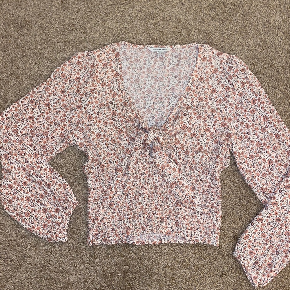 American Eagle Smocked Peasant Top